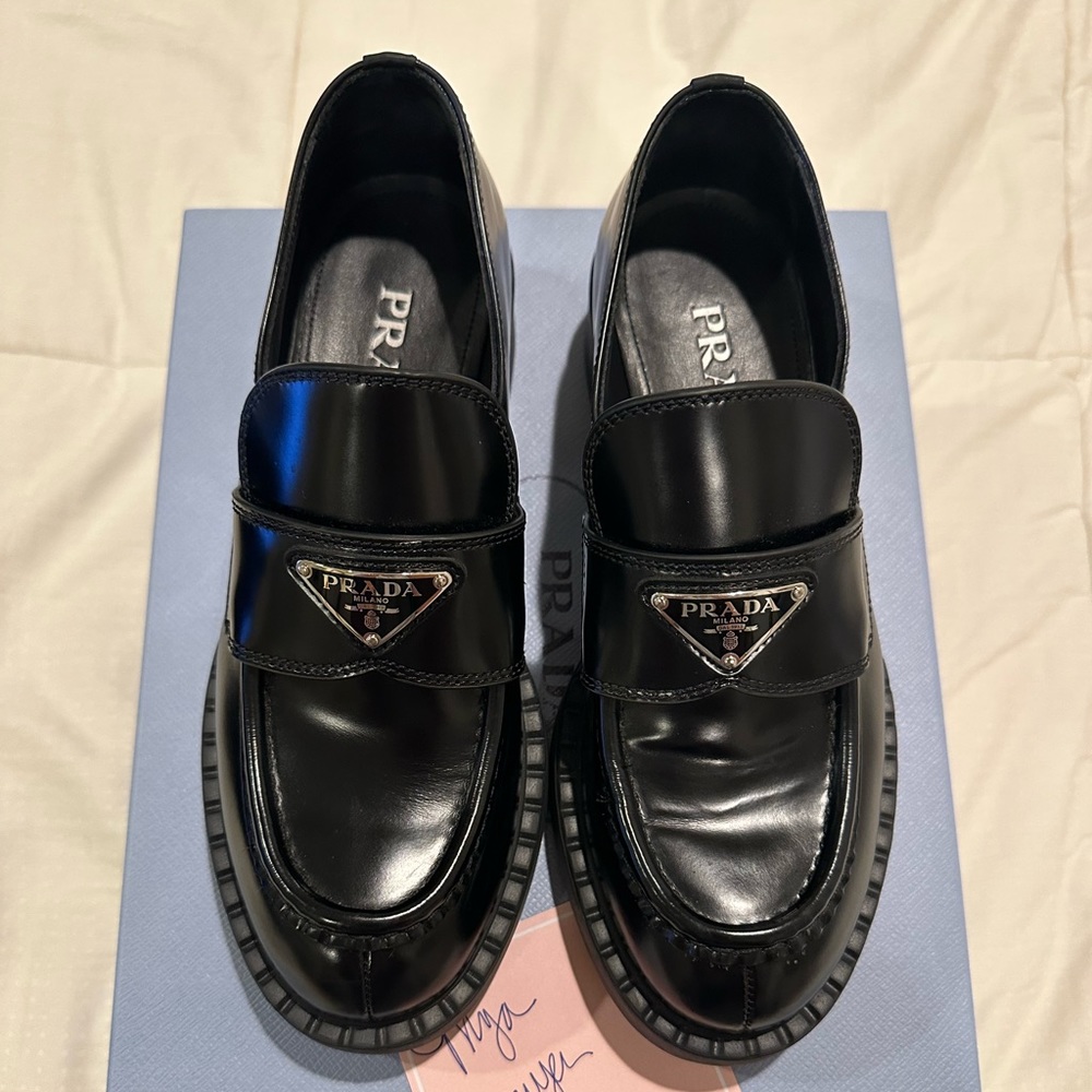 Prada Chocolate Loafers in Black - size 37.5